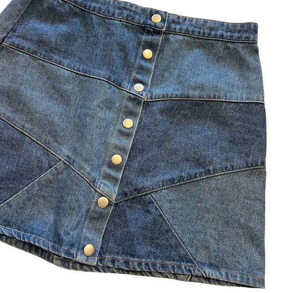 NWT Fab'rik Patchwork Button Up Denim Mini Skirt Small