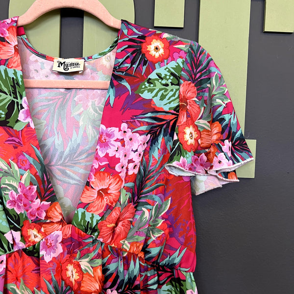 Show me Your MuMu Austin Babydoll Aloha Tropical Colorful Dress Extra Small