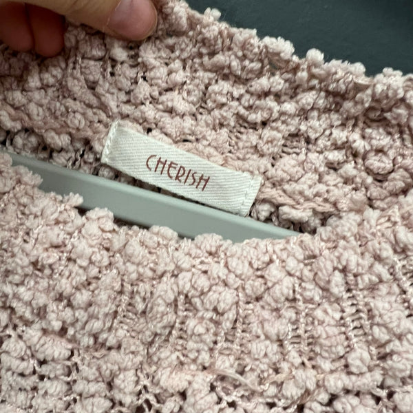 Cherish Light Pink Crew Neck Popcorn Sweater Large