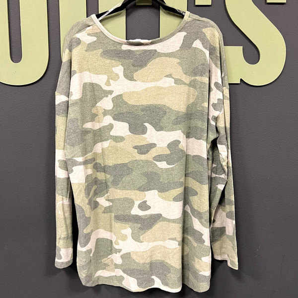 NWT New Directions Butter Soft Camo Long Sleeve Top Size 3XL