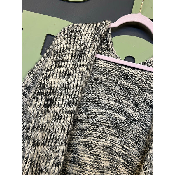 Doe & Rae Chunky Knit Black + White Open Front Cardigan Small