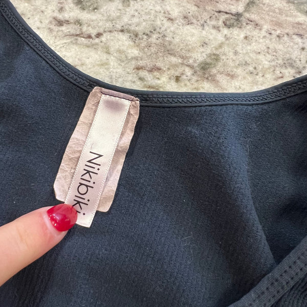 Nikibiki Charcoal Ribbed V-Neck Tank Top One Size