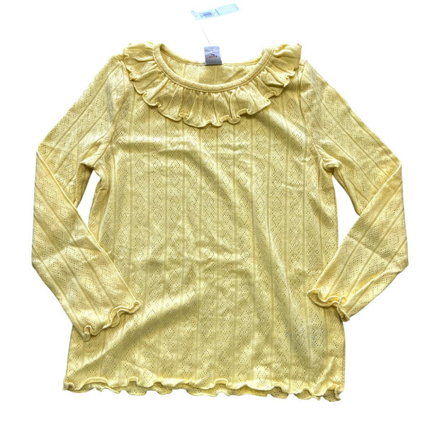 NWT Old Navy Yellow Ruffle Long Sleeve Eyelet Blouse 5T