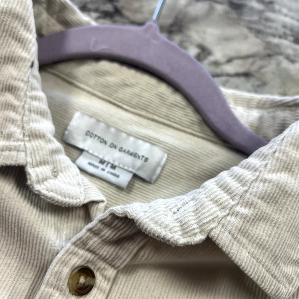 Cotton On Garments Men's Ivory Corduroy Button Down Top Medium