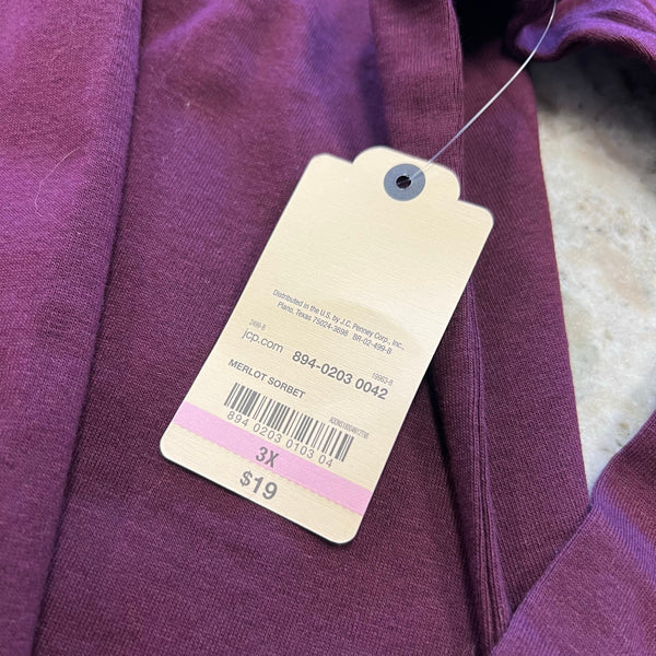 NWT St. John's Bay Plum Crew Neck Basic Long Sleeve Top Size 3XL