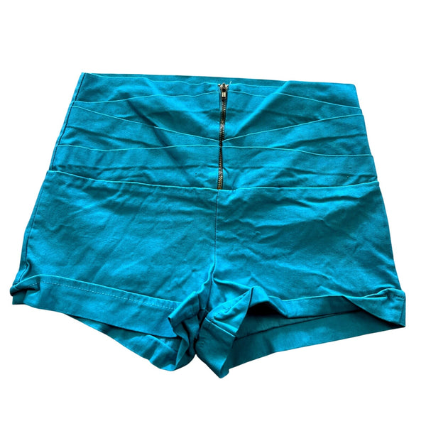 Rainbow Brand Zip Front Teal Shorts Size Medium Y2K