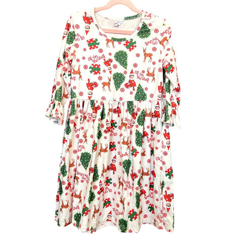 Girls Elf on the Shelf Christmas Ruffle Dress Size 8-9