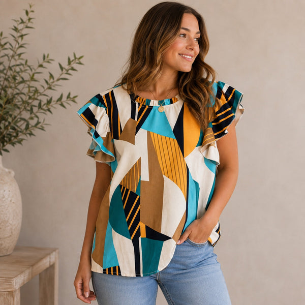 Women's Geometrical Blouse Size Medium