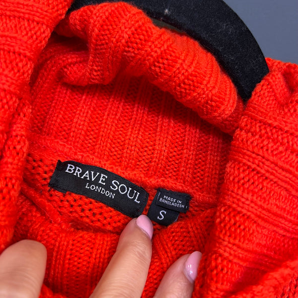 Brave Soul Thick Knit Women's Turtleneck Red/Orange Sweater Small