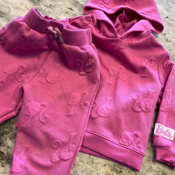 Barbie Girls Two Piece Set Pink Fleece Size 2T
