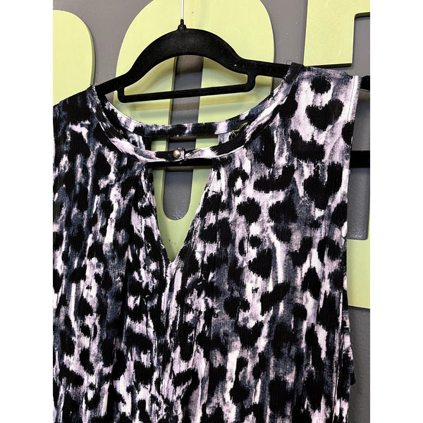 Women's Black/Gray Leopard Print Sleeveless Dress Size Large