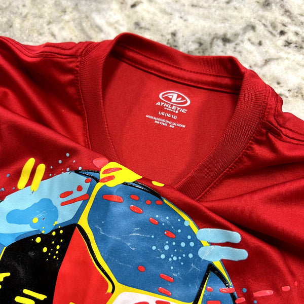 Athletic Works Red Moisture Wicking Soccer Tee Youth Large