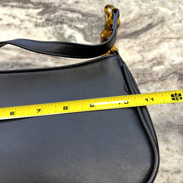 Black Shoulder Bag with Tortoise Chain
