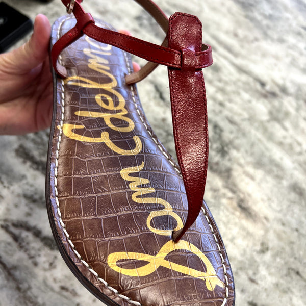 NEW Sam Edelman Gigi Red Leather Sandals Women's Size 7.5