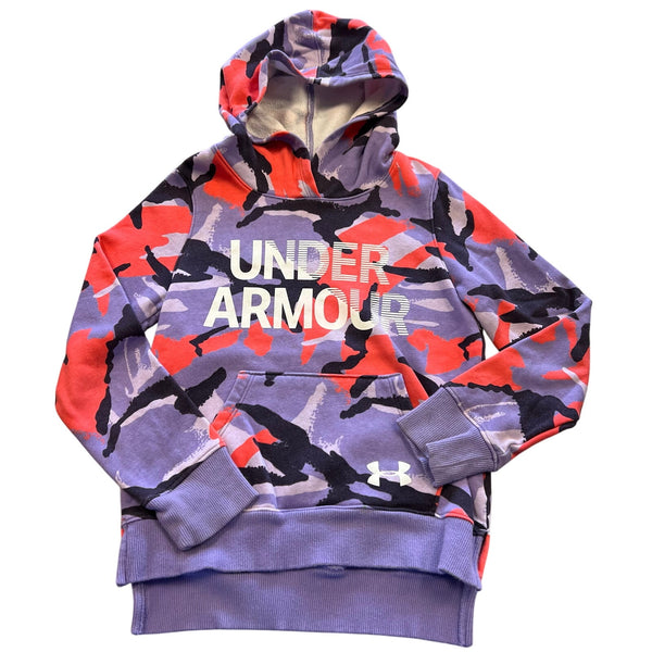 Under Armour Coral + Purple Camo Loose Fit Coldgear Hoodie Youth Small