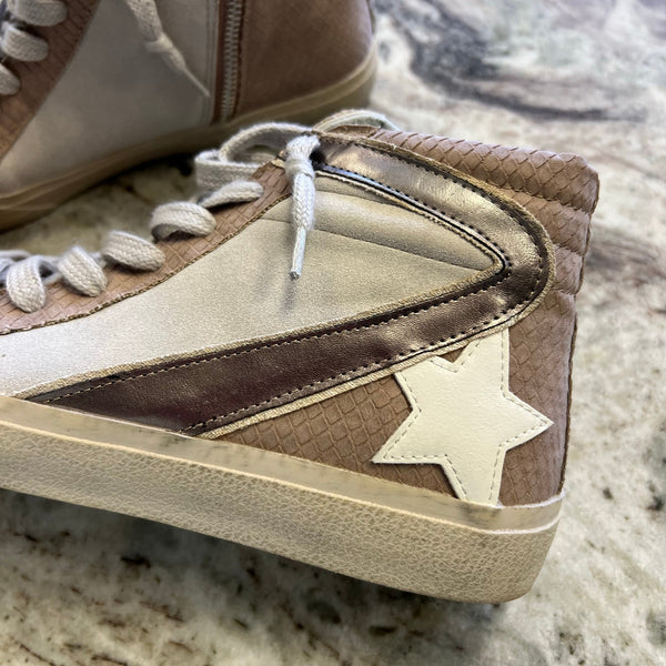 Shu Shop Roxanne Mauve High Top Star Sneakers Size 8.5
