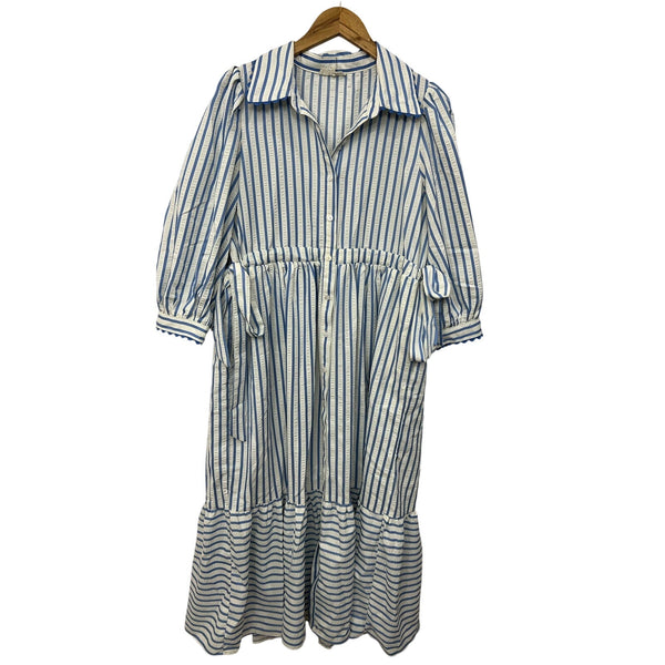 Entro Pinstripe Midi Dress Size Large