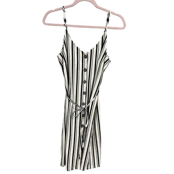 NWT RDStyle Striped Black + White Button Front Spaghetti Strap Mini Dress Medium