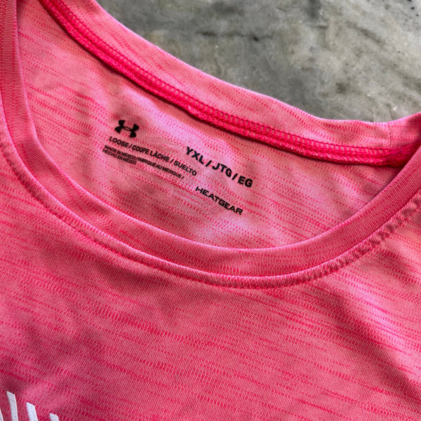 Under Armour Girls Pink Athletic Short Sleeve Top Youth XL