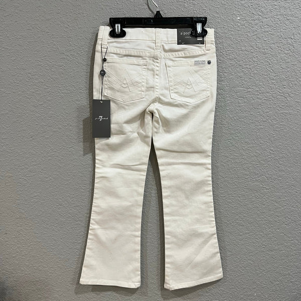 NWT Girls White 7FAM 7 For All Mankind A Pocket Flare Jeans Size 6X
