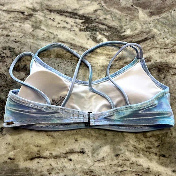 VS PINK Light Blue Velvet Velour Strappy Back Swimsuit Bikini Top Large