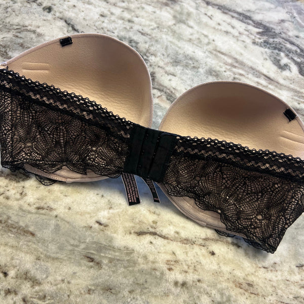 Victoria's Secret Black Lace Very Sexy Multi Way Strapless Bra Size 34DD