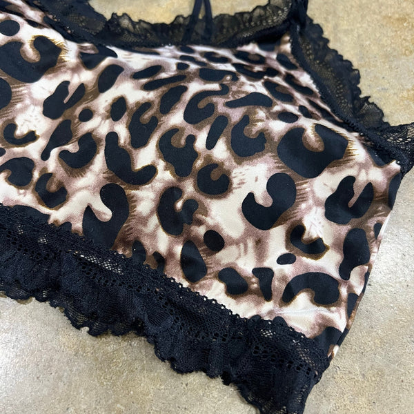 NWT Leopard Padded Lace Bralette L/XL