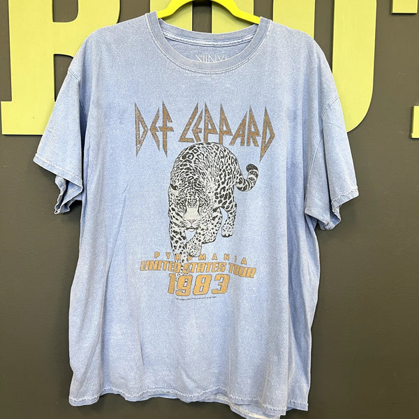 Vinyl Icons Def Leppard Light Blue Graphic Tee Size Large