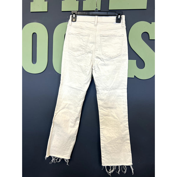 Daze Denim Cropped Ivory Raw Hem Jeans Size 25
