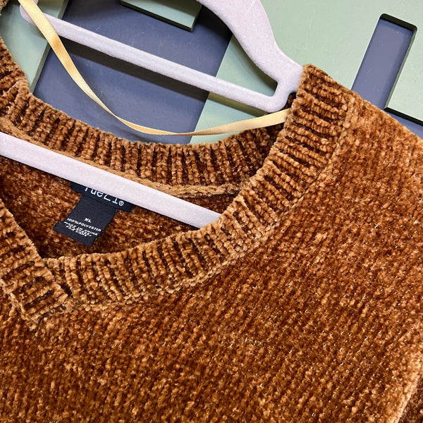 Rue 21 Golden Chenille V-Neck Sweater Medium