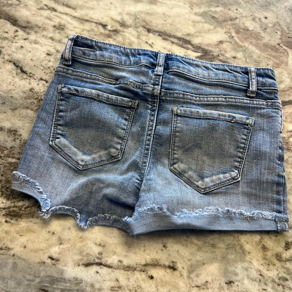 Vanilla Star Girls Lace Patched Cutoff Denim Shorts Size 10