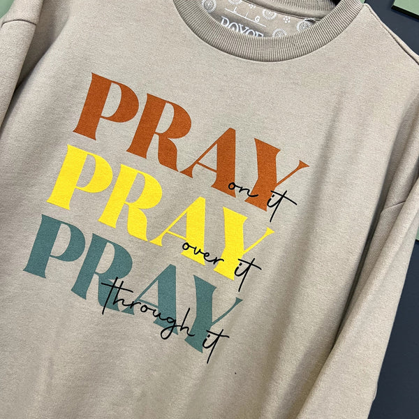 Royce Pray Stacked Tan Sweatshirt Large