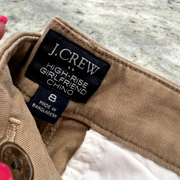 J. Crew High Rise Girlfriend Chino Khaki Pants Size 8