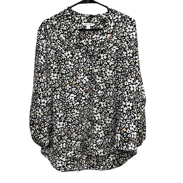 Counterparts Black Long Sleeve Floral V-Neck Blouse Large