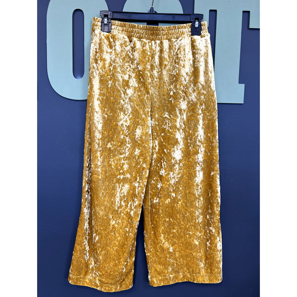 Cat & Jack Velvet Mustard Cropped Wide Leg Pants Size Youth XL