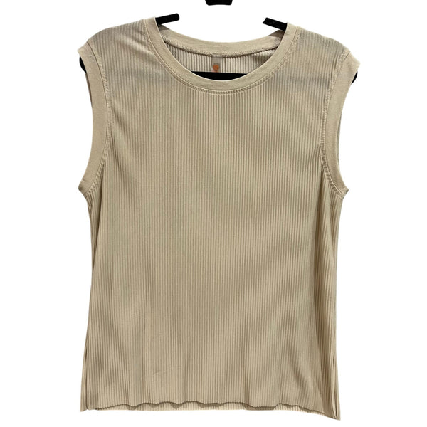 Mono B Tan Layering Ribbed Muscle Workout Tank Top Medium