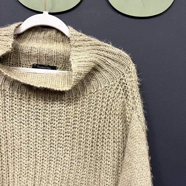 Women's Sage Fuzzy Mock Neck Sherpa Sweater Medium