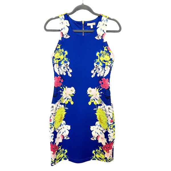Gianni Bini Bodycon Royal Blue Floral Mini Dress Medium