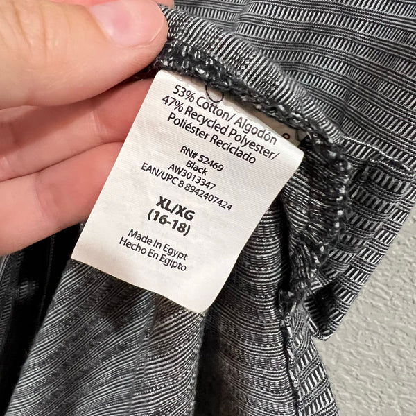 Athletic Works Black + White Striped Muscle Tank Top XL