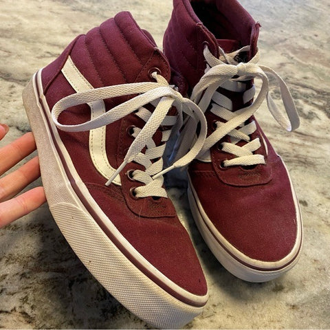 Vans Off the Wall Sk8 Hi Top Shoes Sneakers Port Royale Maroon Size 6.5