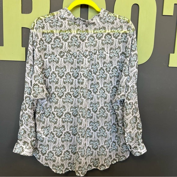 Kut from the Kloth Floral Sheer Chiffon Blouse Size Large