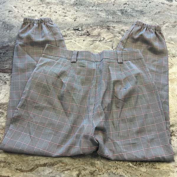 Women's Red + Gray Plaid Striped Dress Pant Joggers 0XL