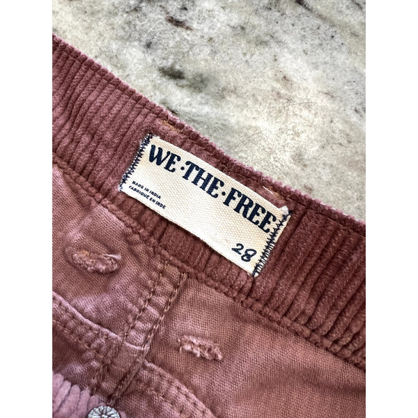 Free People We the Free Good Luck Corduroy Cropped Barrel Pants Size 28