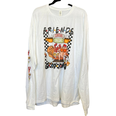 Friendsgiving Central Perk Long Sleeve Thanksgiving Graphic Tee XL