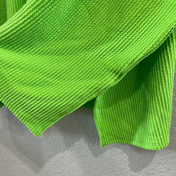 Women's One Size Green Ribbed S/S Dolman Top