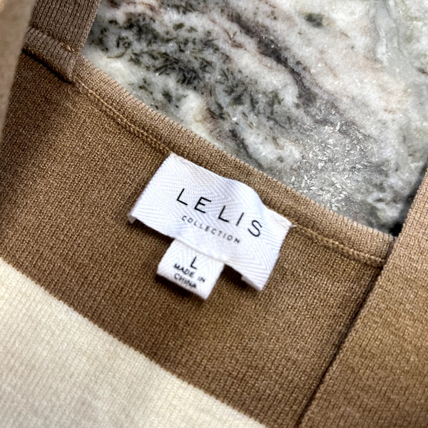 Le Lis Brown + Cream Striped Thick Strap Tank Top Size Large