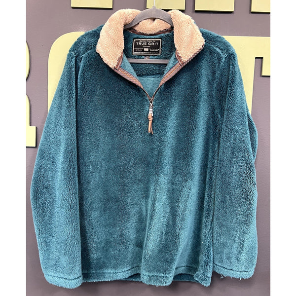 True Grit Men's Deep Teal Plush Quarter Zip Pullover Size Small