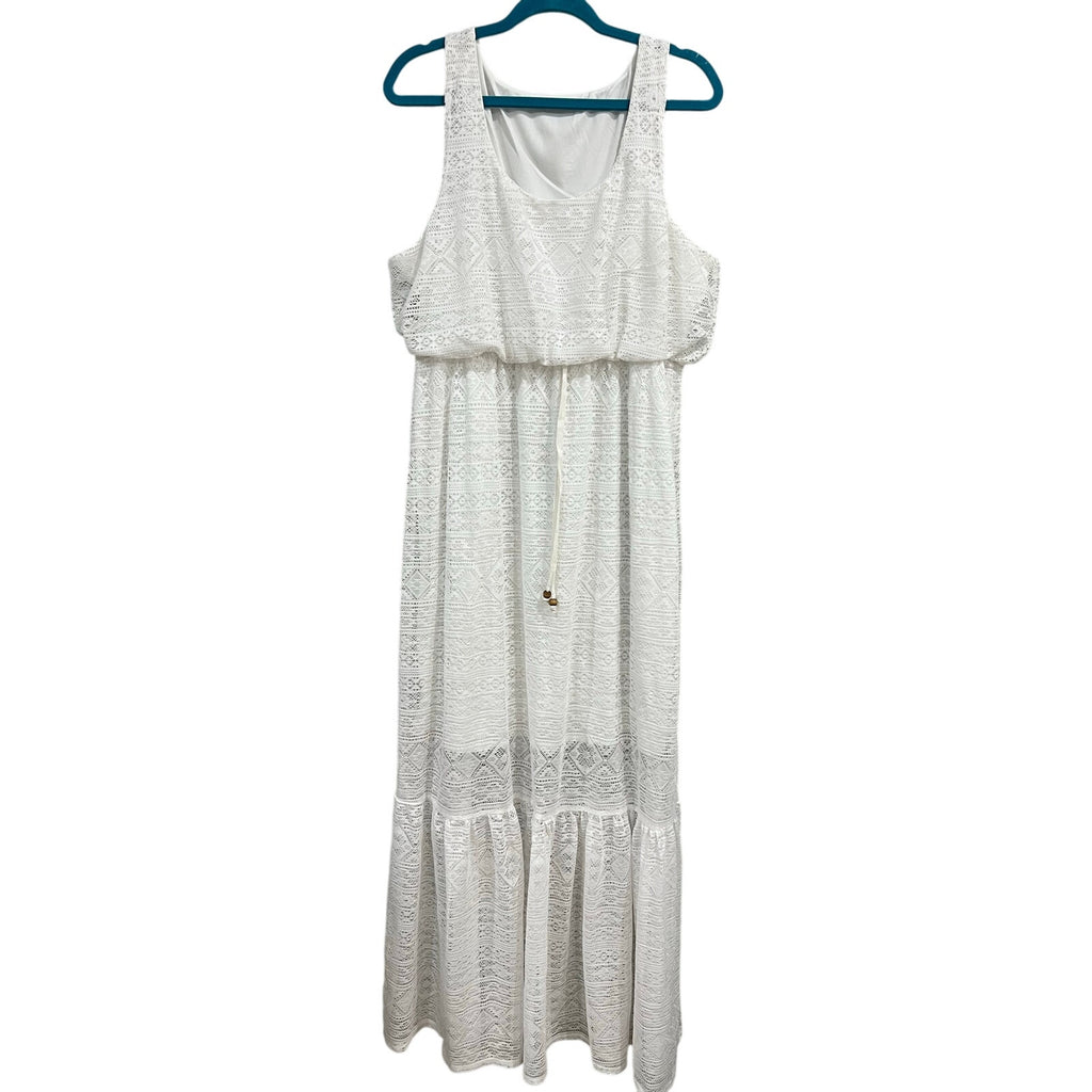 Maurice's White Lace Aztec Print Sleeveless Maxi Dress 1XL Maurice's White Lace Aztec Print Sleeveless Maxi Dress 1XL