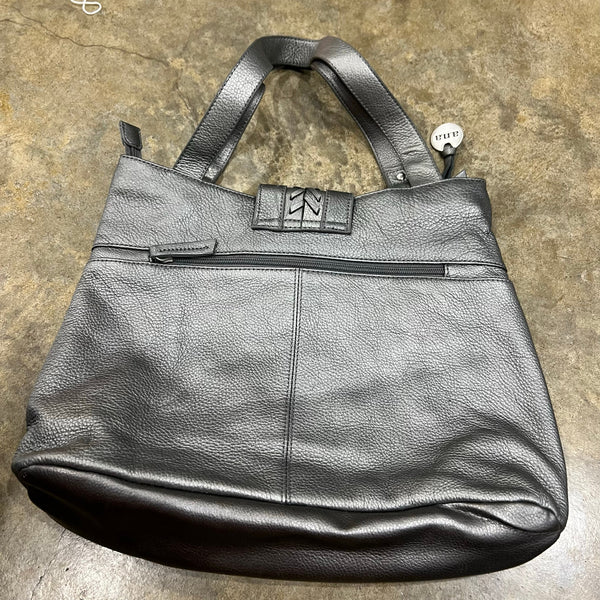 NWT ANA Silver Faux Leather Braided Shoulder Bag with Tassel