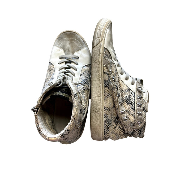 Vintage Havana Snake Print Studded High Top Sneakers Size 9.5